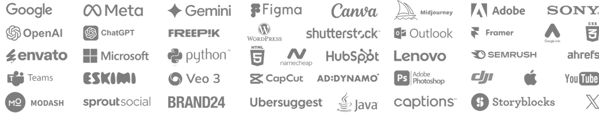 Deployment partners including Google, Meta, Gemini, Figma, Canva, OpenAI, Microsoft, Python, Adobe, Sony, YouTube, and more